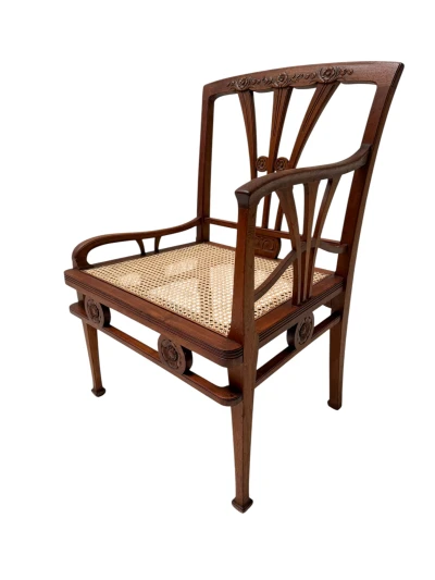 Art Nouveau Armchair with Wicker Seat by H.P. Mutters & Zoon, 1900s